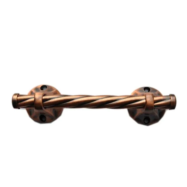 Fixed point coffin handle 1009 antique copper finish with twisted steel bar