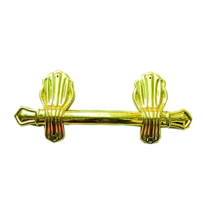 Coffin handle crucifix RIP flower and thumscrew washer H9004 in gold side view