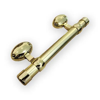 Funeral handle 1007 with two screw holes at each point and high polish and gold plating side view