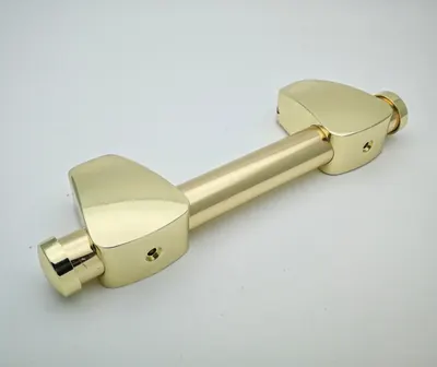 Funeral casket and coffin handle and knobs 1038-2 gold plated and steel bar finish detail