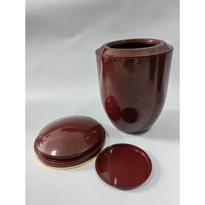 Funeral Ash Urn Bordeaux Color With Gold Belt for Human Ash Reserved in ABS Plastic (ref PA002-2) side view