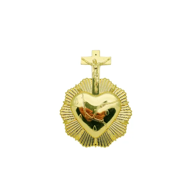 Wooden urn decoration 6210 cross and heart design in plastic material and GP color