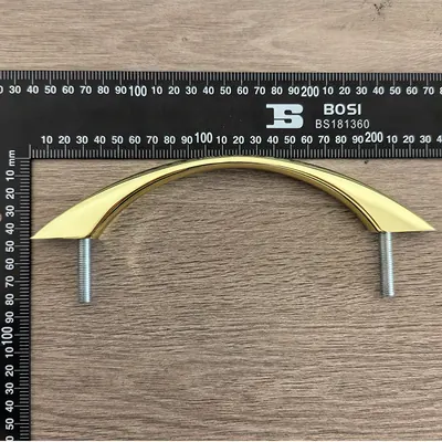 Zamak Coffin Handle 1077 Polish Gold Color and Screw Rod Distance 170mm finish detail